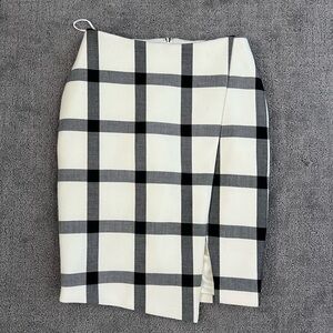 Stylestalker White Plaid Asymmetric Pencil Skirt
